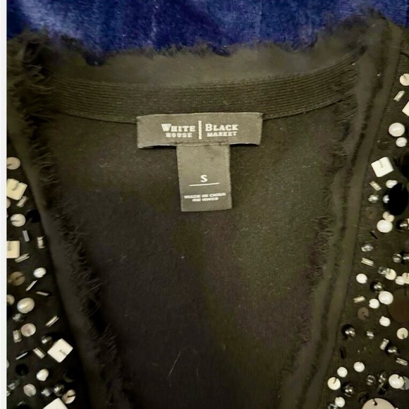 White House Black Market Black Sequin Cardigan - Picture 3 of 6